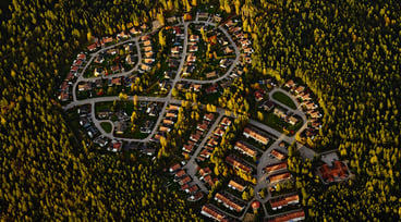 Villaområde fotat från ovan