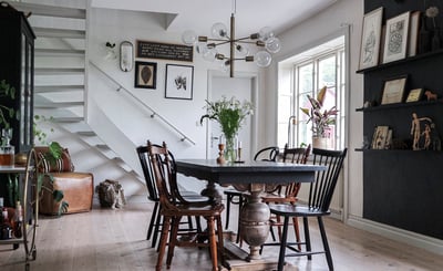Interiörbild på bord med trästolar