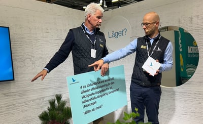 Stefan Malmström och Johan Dymling presenterar vad 500 lantbrukare anser behövs för lönsamhet och fortlevnad i en föränderlig tid på Elmia Lantbruk