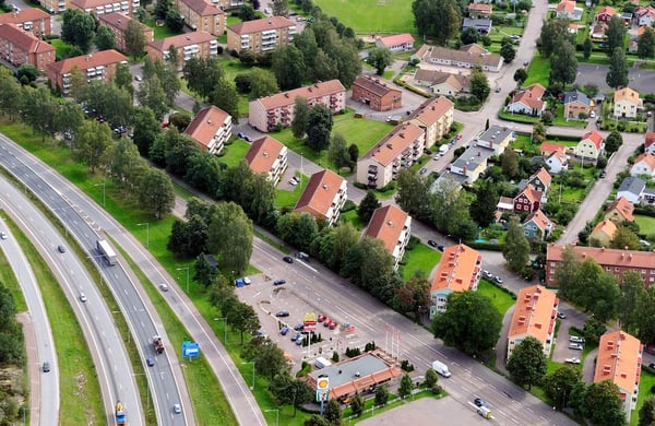Flygbild över bostadsområde