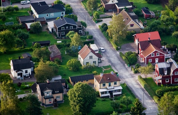 Vy över villaområde