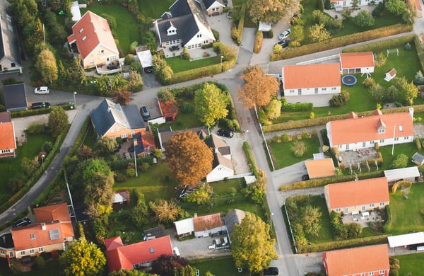 Villaområde från ovan