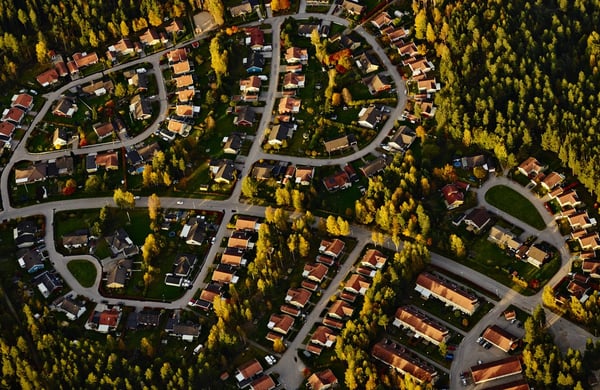 Villaområde fotat från ovan