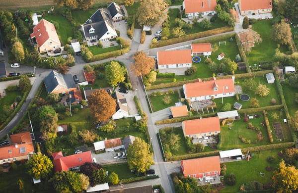 Villaområde från ovan